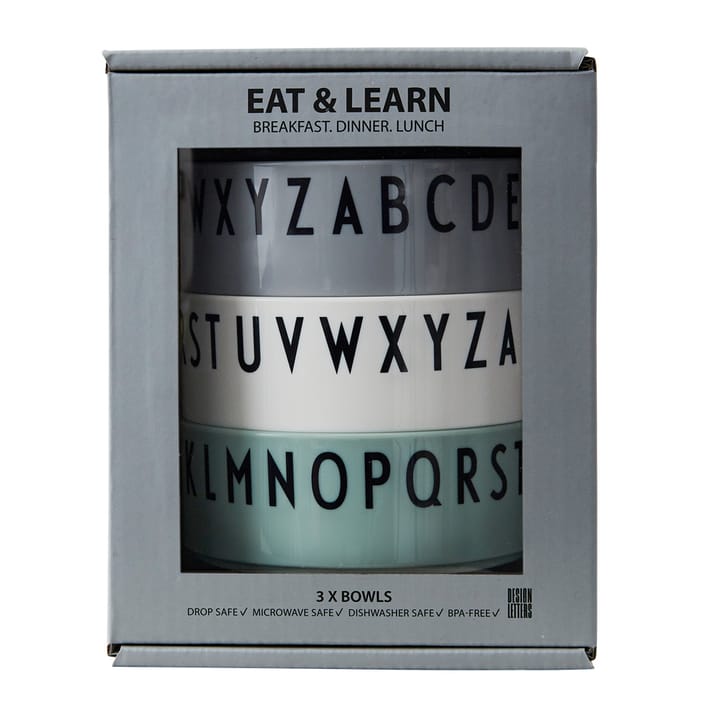 Breakfast Dinner Lunch skål 3-pack, Grön Design Letters