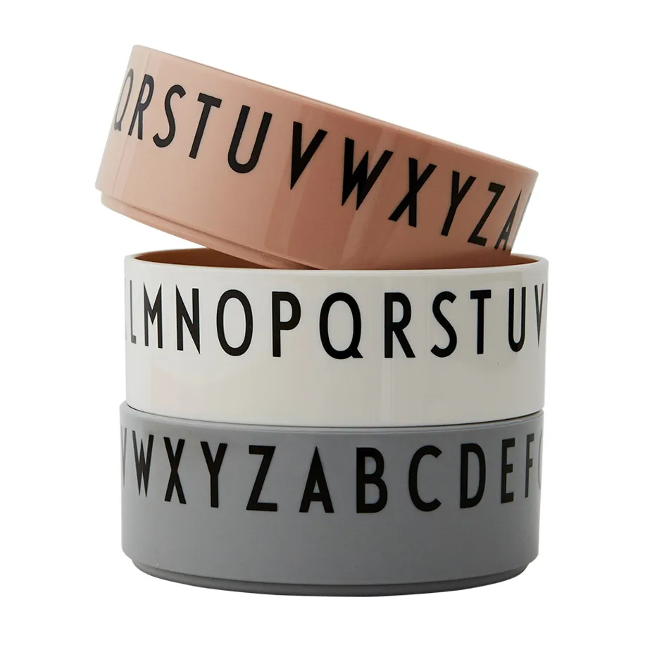 Breakfast Dinner Lunch skål 3-pack, Nude Design Letters