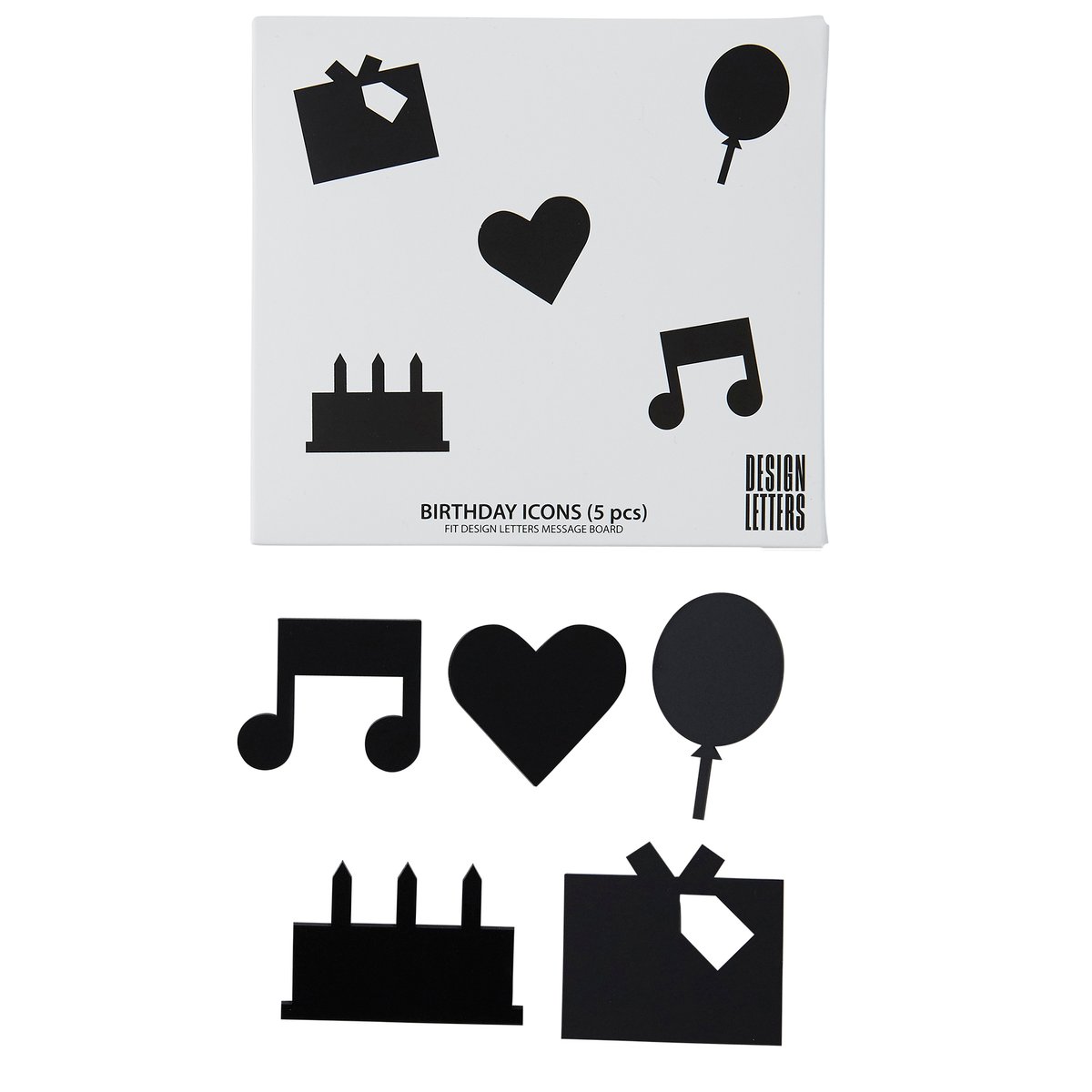 Design Letters Happy Birthday icons Svart | Skandinavisk Design | Anslagstavlor | Svart