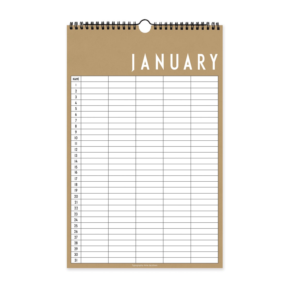 Design Letters månadskalender Beige | Skandinavisk Design | Kalender & Anteckningsblock | Beige