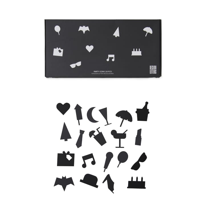 Party icons till anslagstavla 20 delar - svart - Design Letters