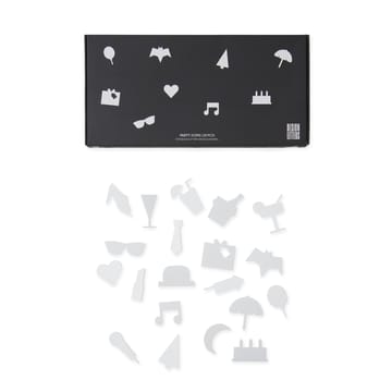 Party icons till anslagstavla 20 delar - vit - Design Letters