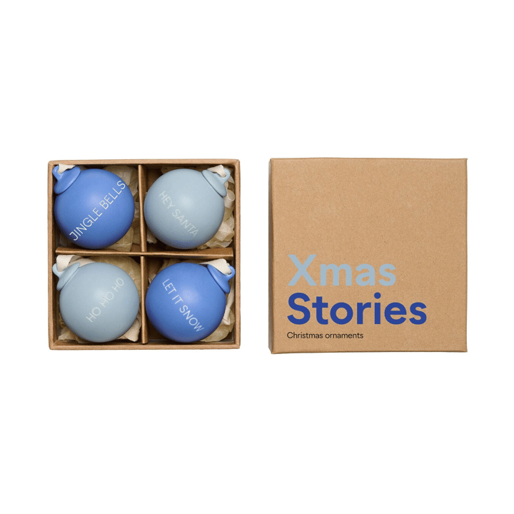 XMAS Stories julgranskula Ø4 cm 4 delar - Cobalt blue-light blue - Design Letters