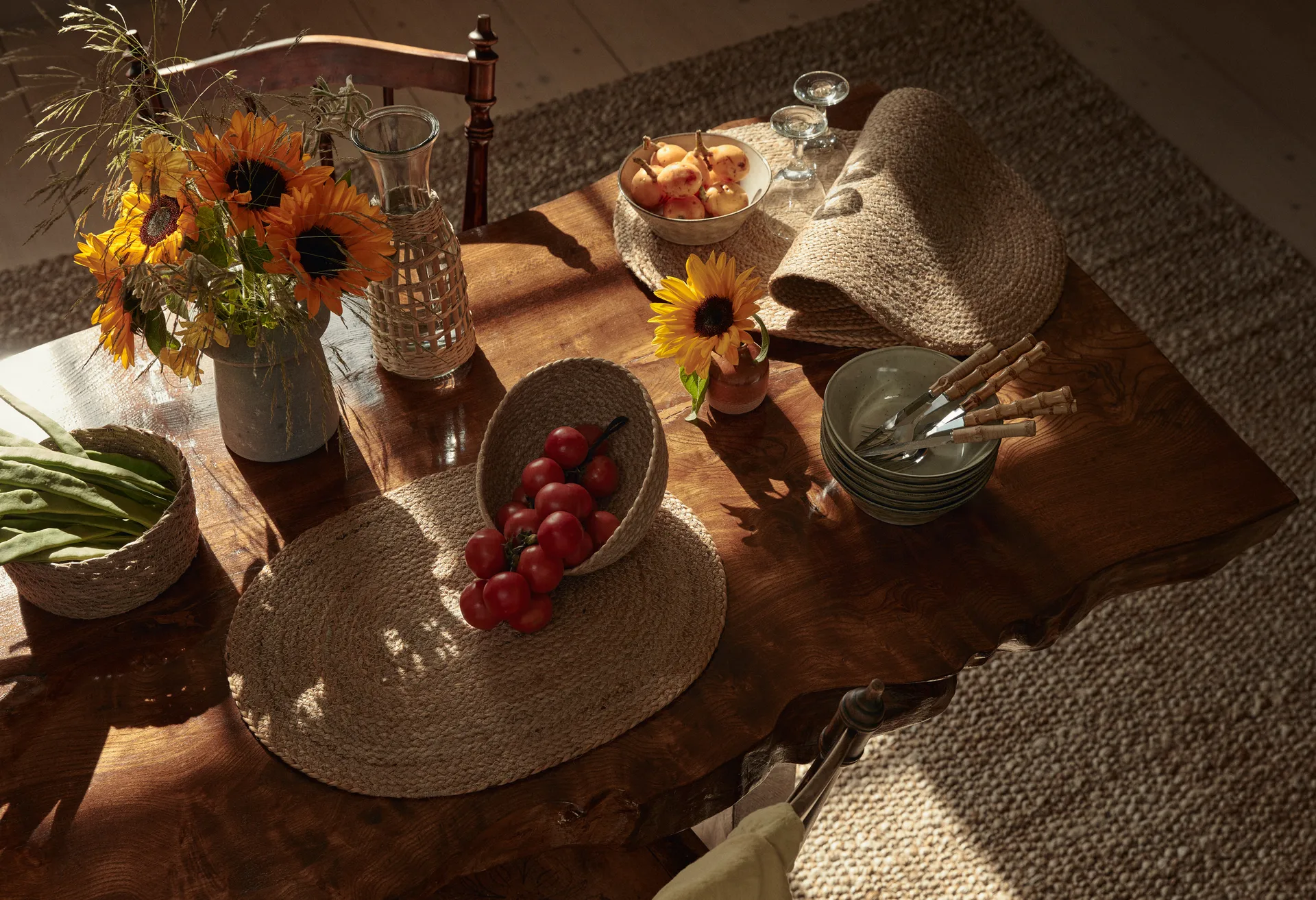 Braided bordstablett oval, Natur Dixie