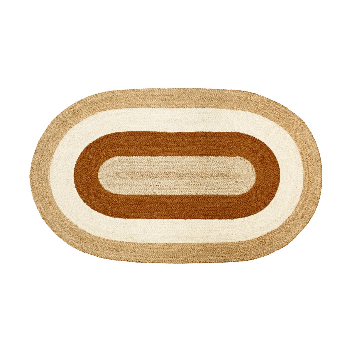 Dixie Elin striped oval jutematta 92x150 cm Brick | Skandinavisk Design | Lugg- & Ryamattor | Beige