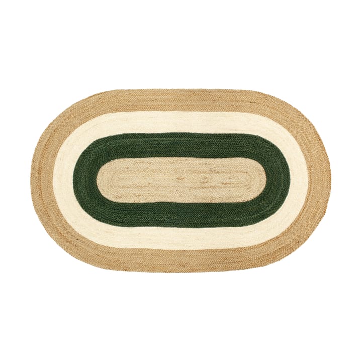 Elin striped oval jutematta 92x150 cm - Green - Dixie