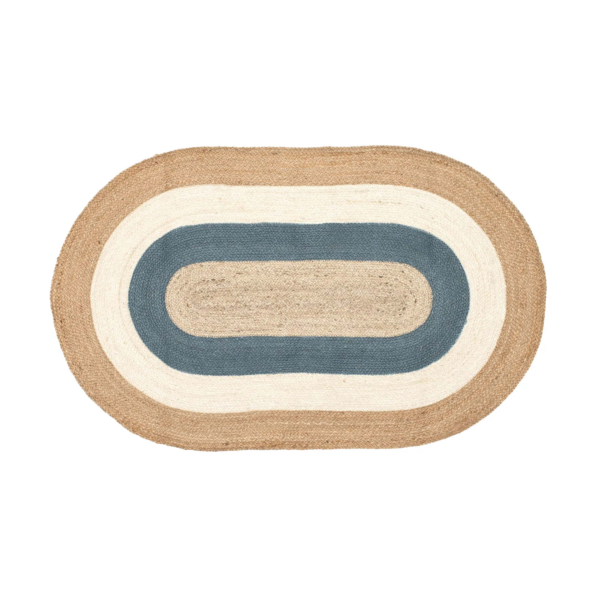 Elin striped oval jutematta 92x150 cm, Horizon blue, oval, 92x150 cm Dixie