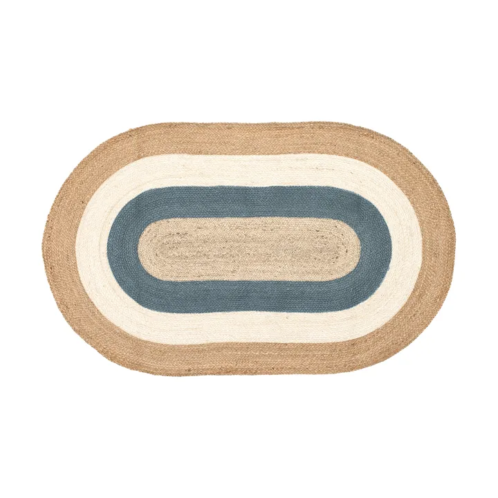 Elin striped oval jutematta 92x150 cm - Horizon blue, oval, 92x150 cm - Dixie