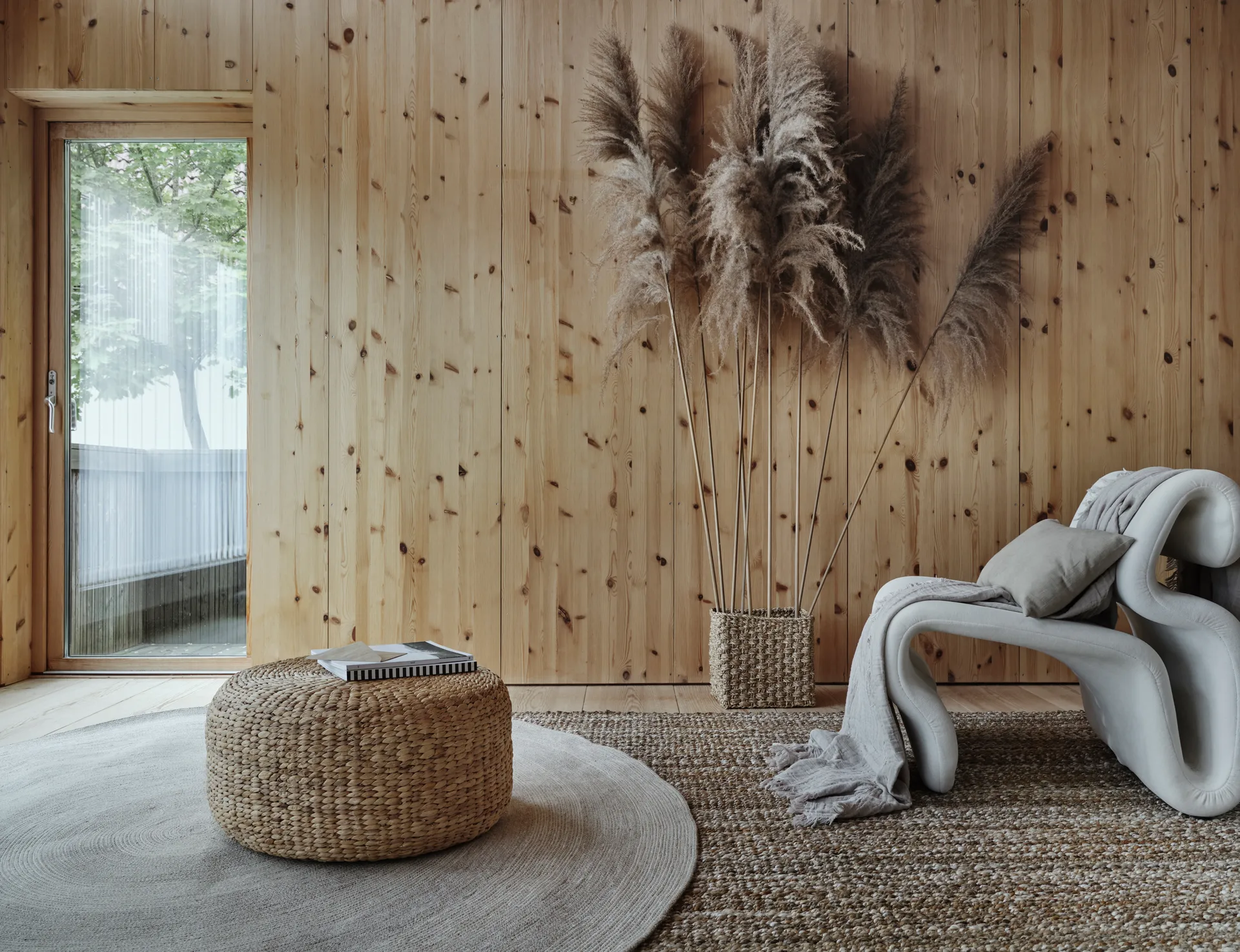 Ella jutematta Ø150 cm, Vit-natur Dixie