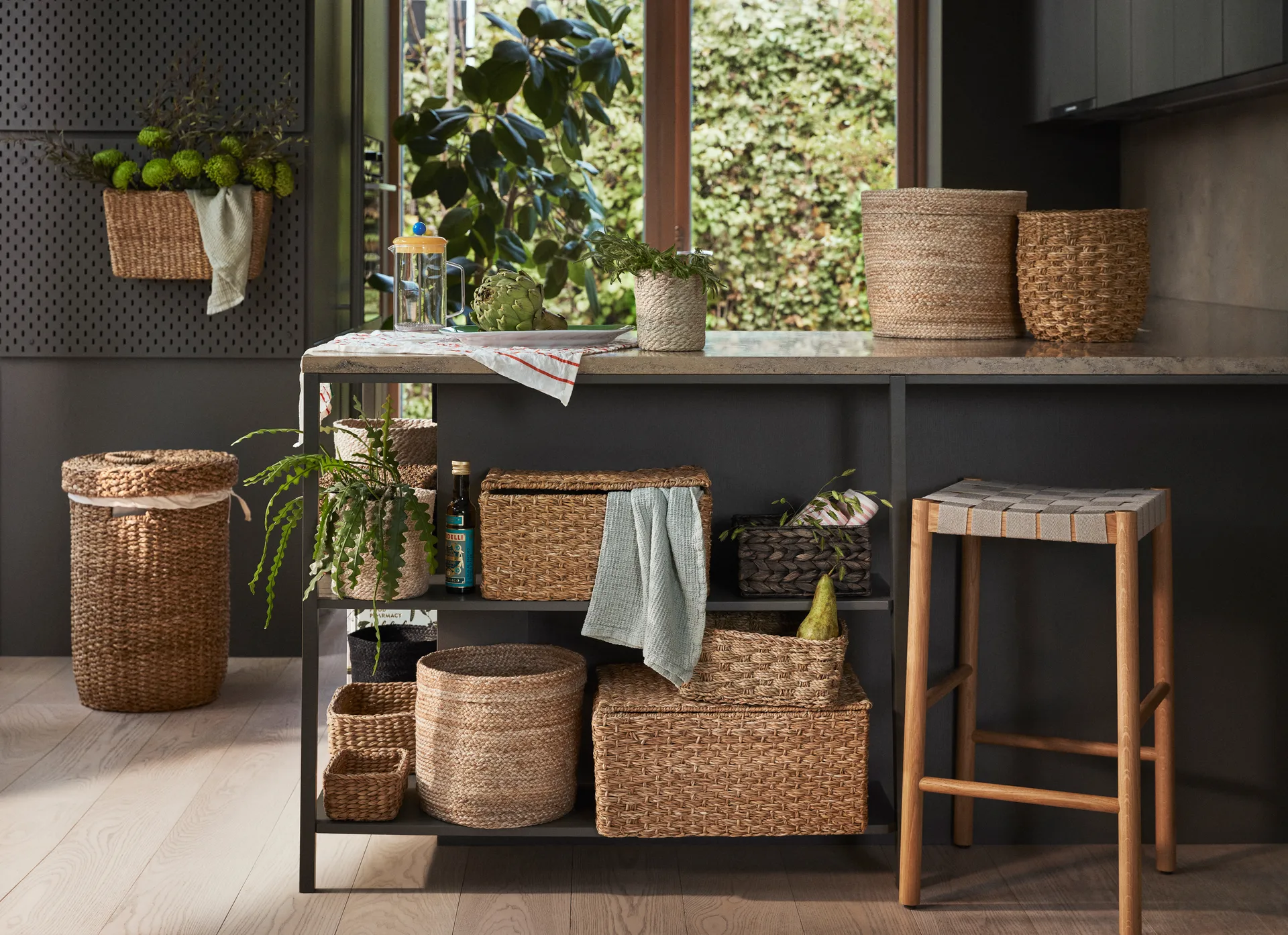 Esther vägghängd förvaringskorg 40x16x22 cm, Natural Dixie