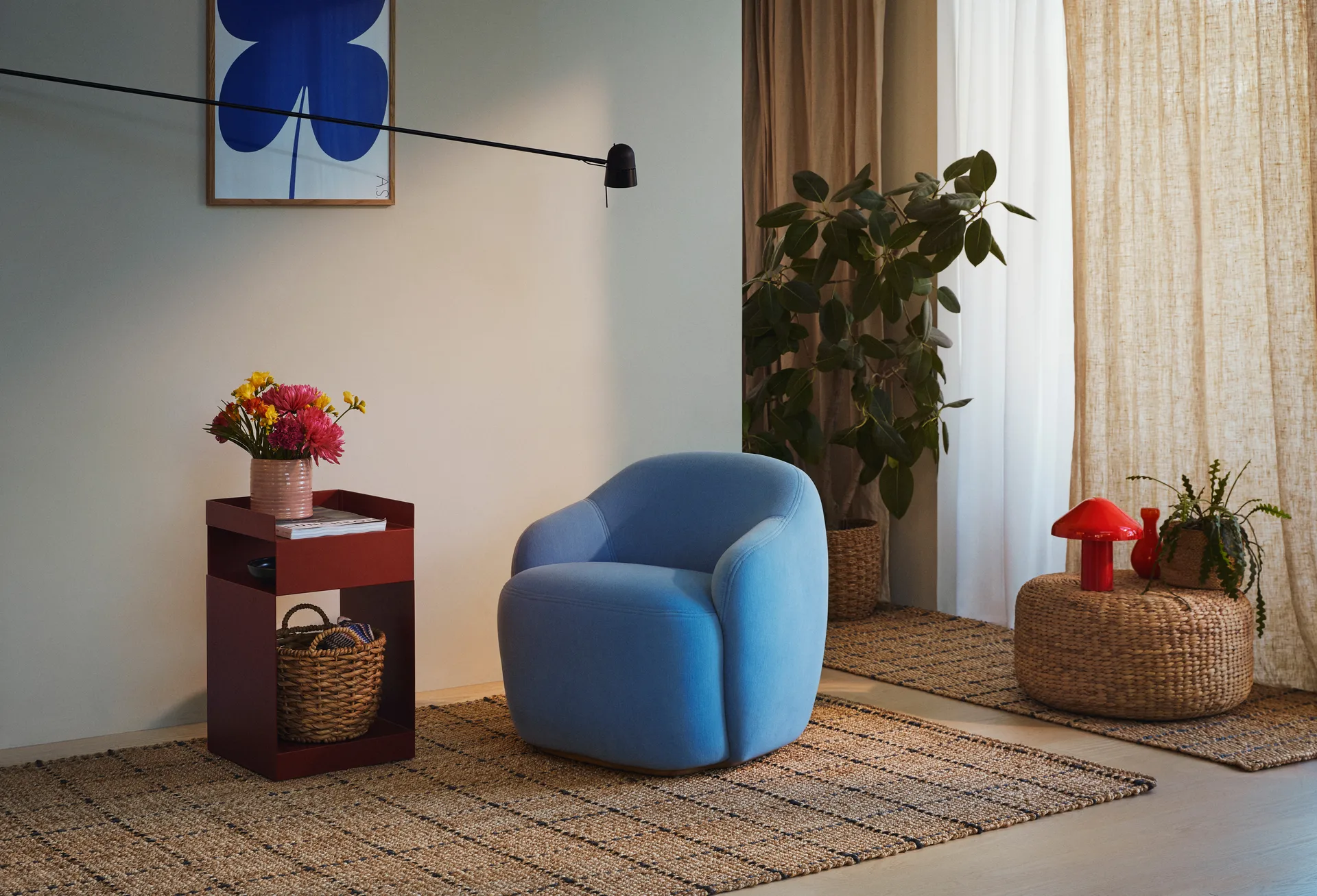 Freja jutematta rutig 160x230 cm, Natural-dark grey Dixie