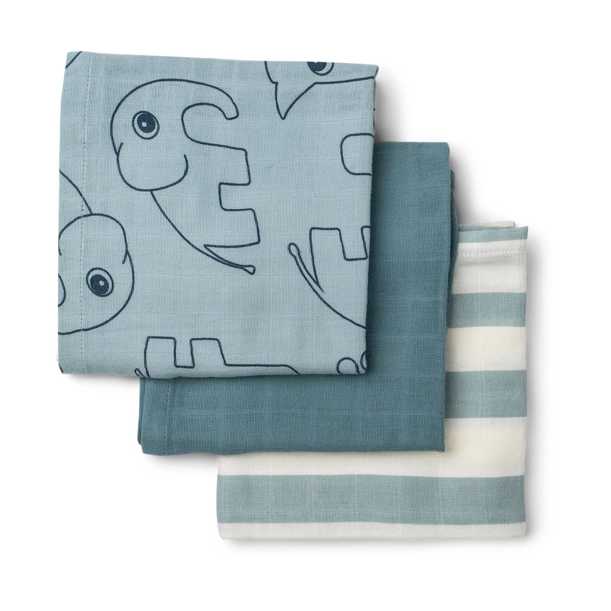 Done by deer Deer Friends tvättlapp 3-pack Blue | Skandinavisk Design | Kökshanddukar | Blå