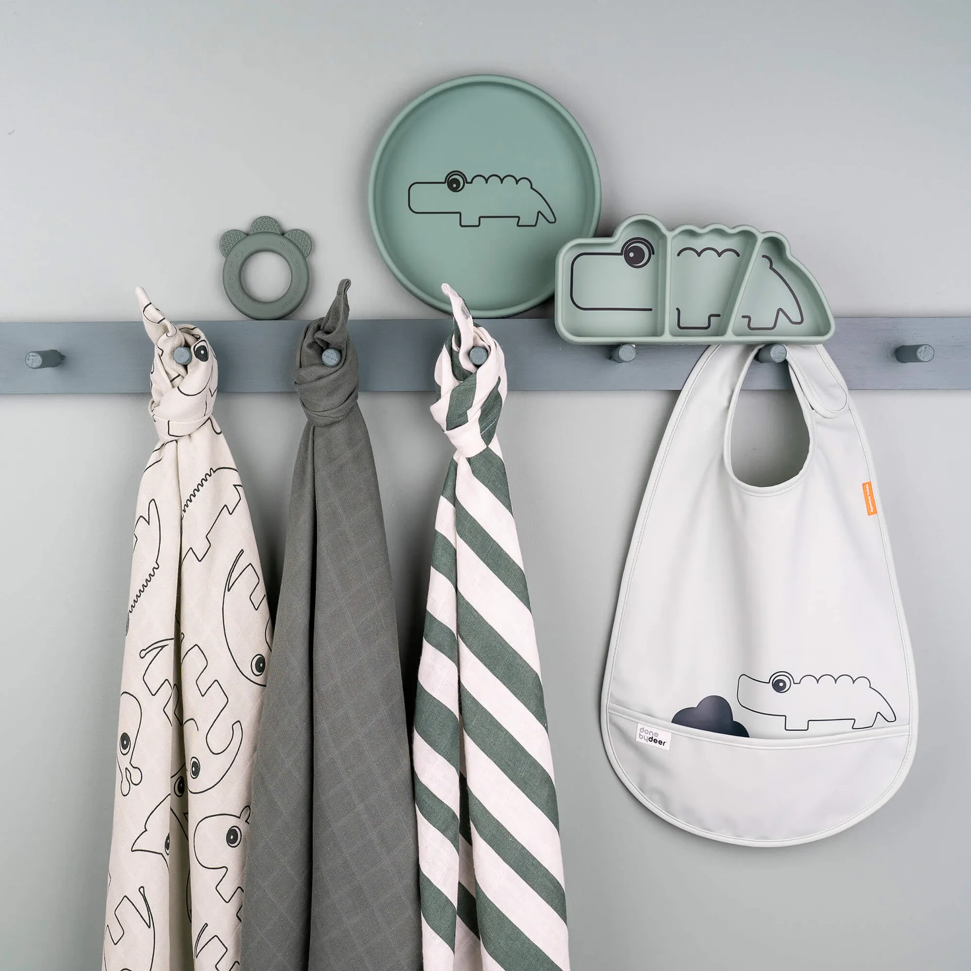 Deer Friends tvättlapp 3-pack, Green Done by deer