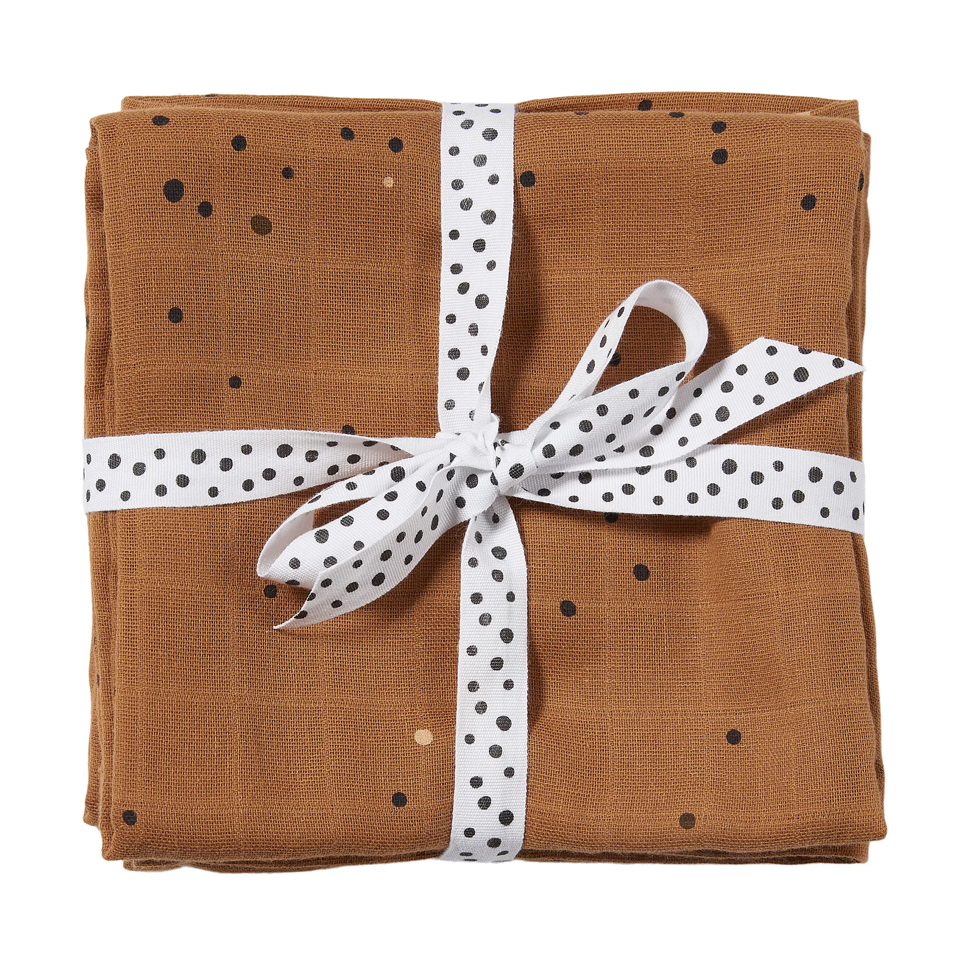 Dreamy Dots bebisfilt 120x120 cm 2-pack, Mustard Done by deer