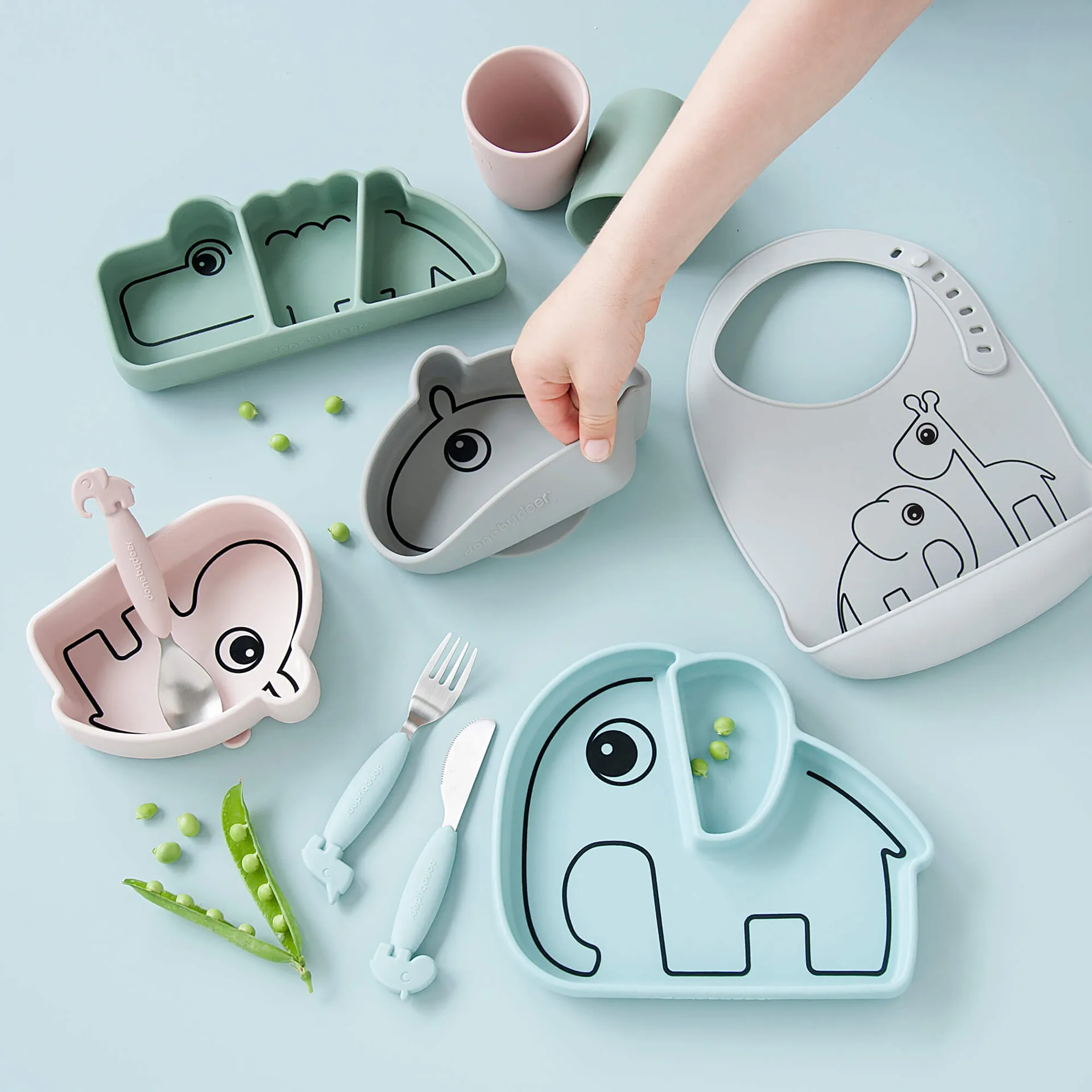 Elphee Stick&Stay barntallrik 17x20 cm, Blue Done by deer