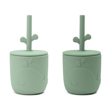 Wally mugg med peekaboo sugrör 2-pack - Green - Done by deer