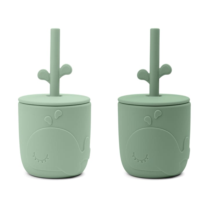 Wally mugg med peekaboo sugrör 2-pack - Green - Done by deer