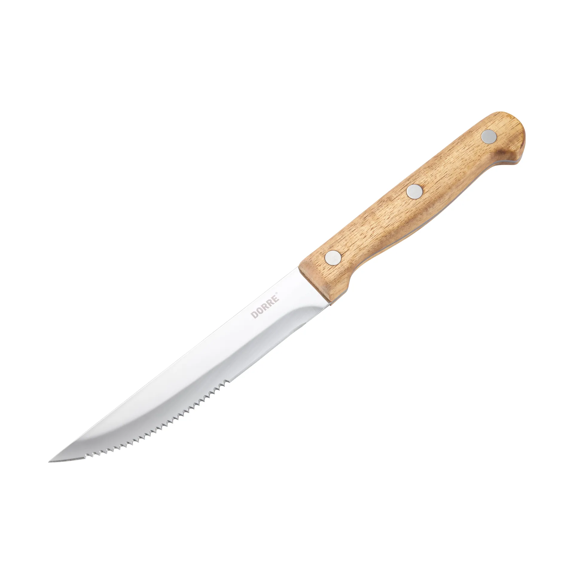 BBQ stekkniv, Rostfritt stål, 6-pack, trälåda akacia, 22,5x2 cm Dorre