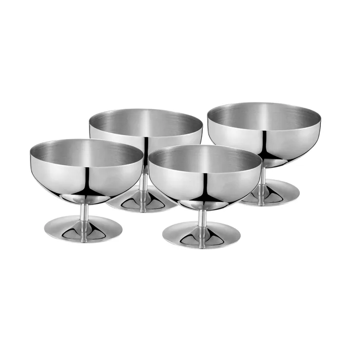 Daysi dessertskål/glassbägare - Rostfritt stål, 4-pack, 25 cl - Dorre
