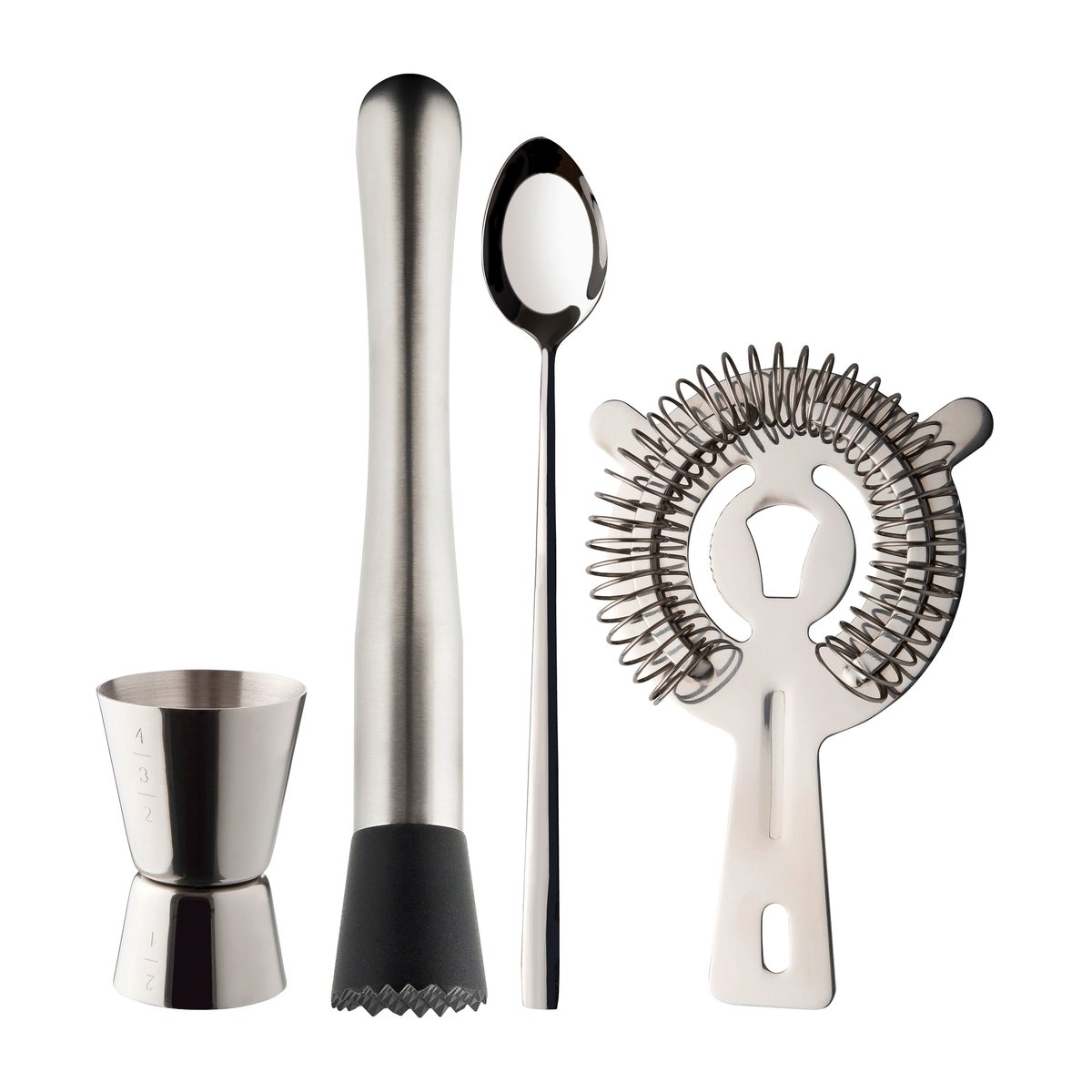Dorre Dillon barset 4 delar Rostfritt stål | Skandinavisk Design | Vin- & bartillbehör | Silverfärgad