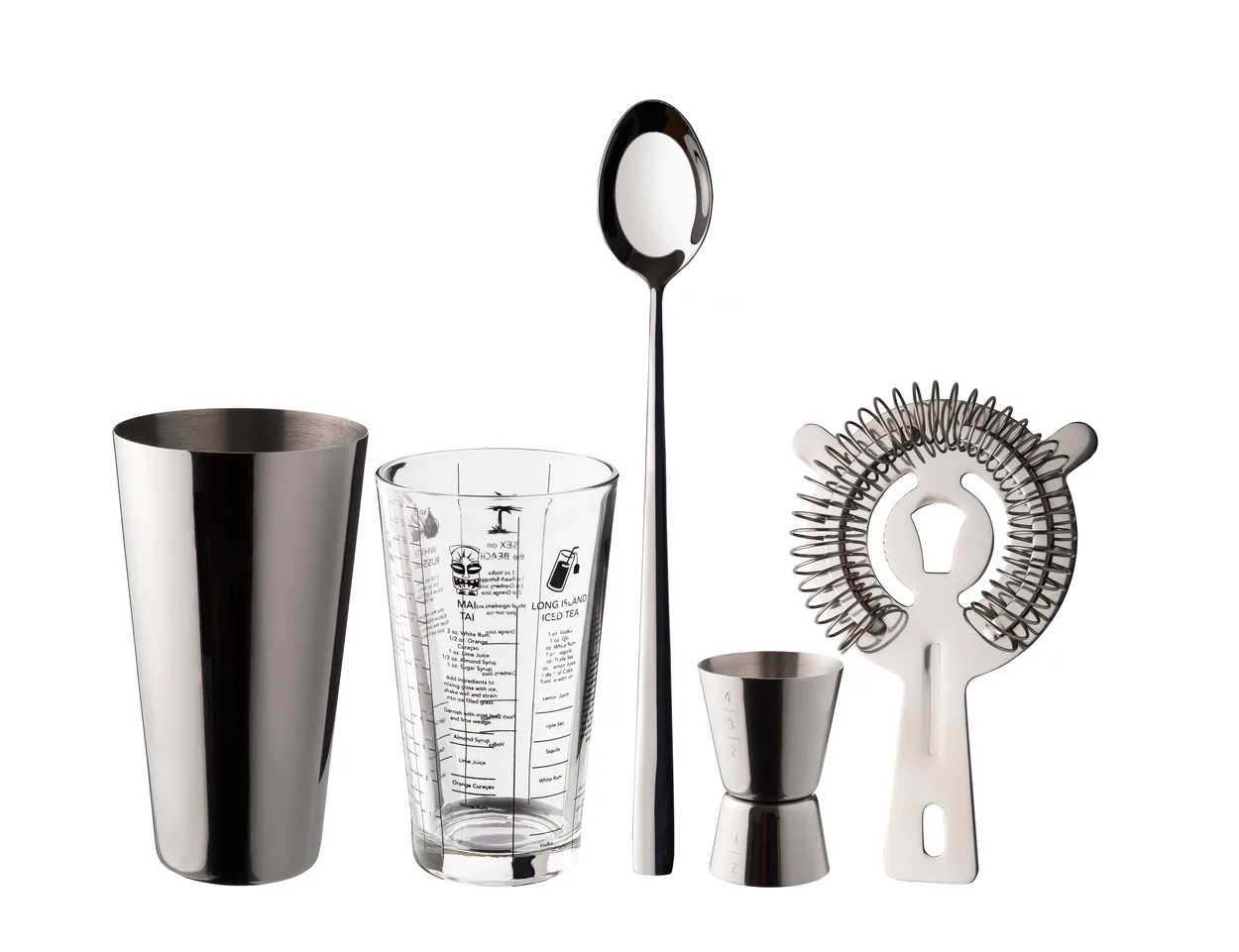 Dorre Dolan Barset 5 delar Rostfritt stål | Skandinavisk Design | Shakers | Silverfärgad