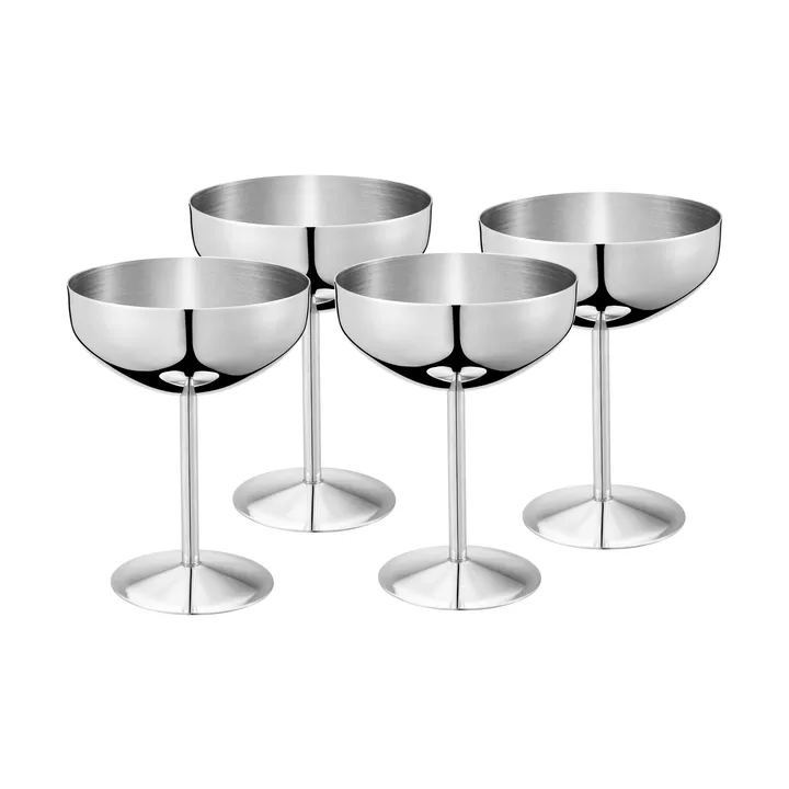 Dyane dessertskål/glassbägare - Rostfritt stål, 4-pack, 25 cl - Dorre