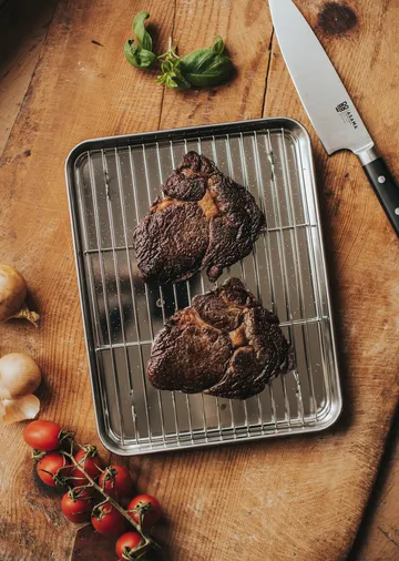 Gili gastrobleck - Rostfritt stål, med galler, 31,5x24,5 cm - Dorre