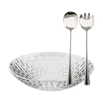Glitter salladskålset - Glas-rostfritt stål, 3 delar - Dorre
