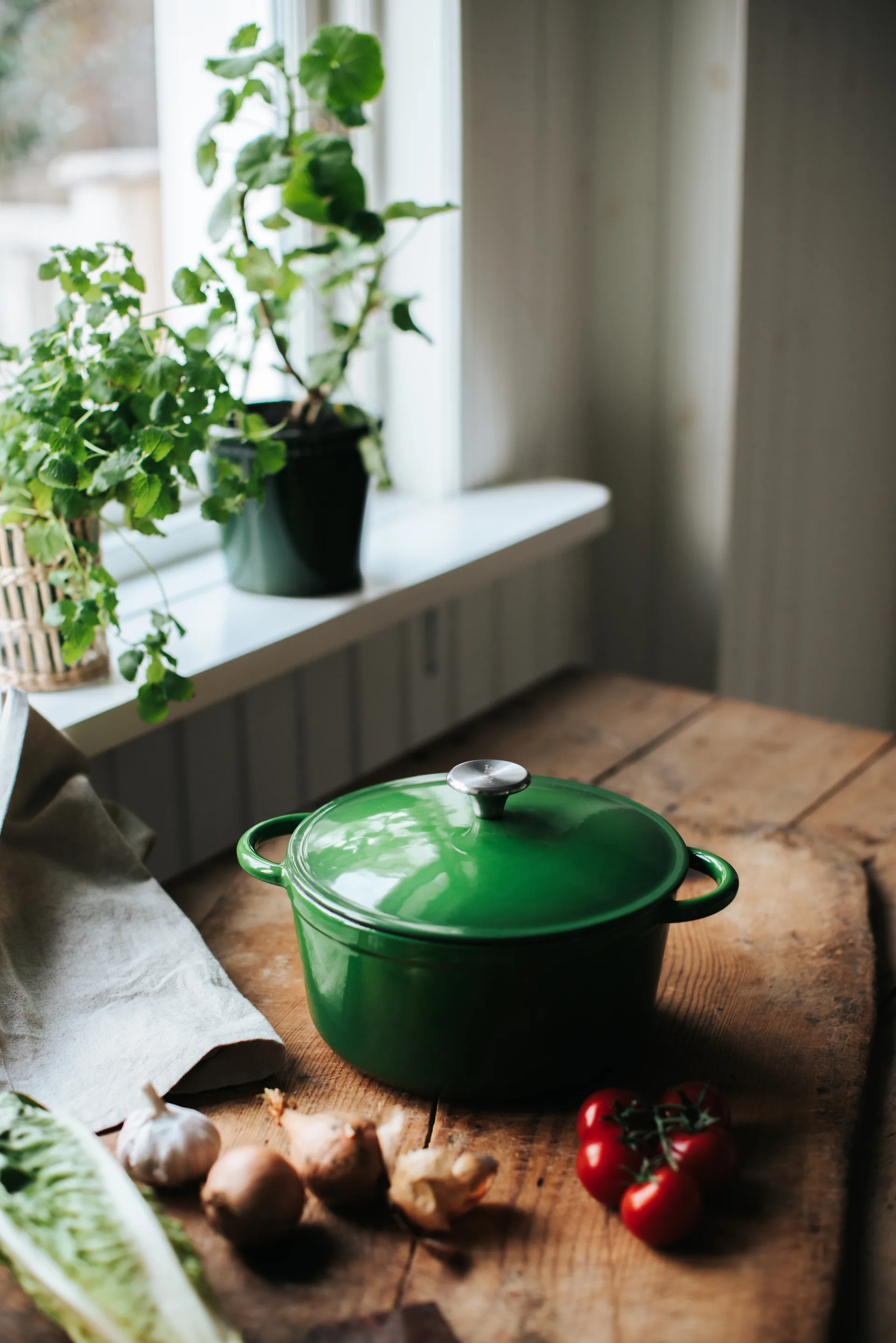 Gretl Gjutjärnsgryta rund knopp rostfritt stål 4 L, Grön Dorre