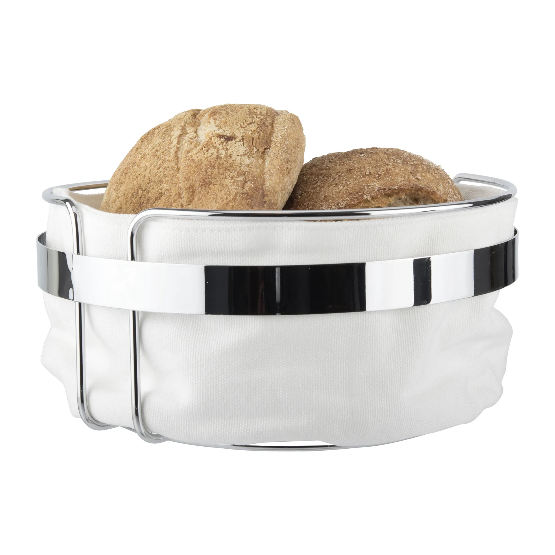 Praktisk brödkorg Ø22 cm, Tyg-krom Dorre