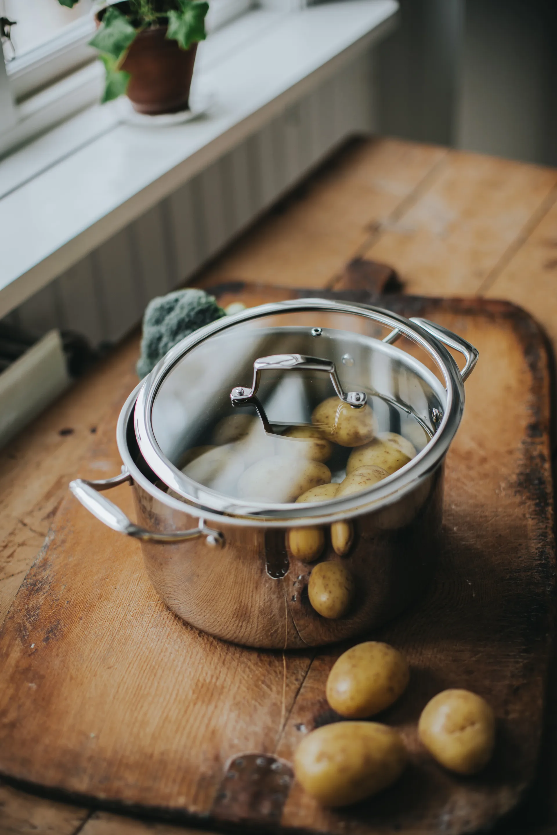 Trivence gryta, Rostfritt stål, glaslock, 5 L Dorre