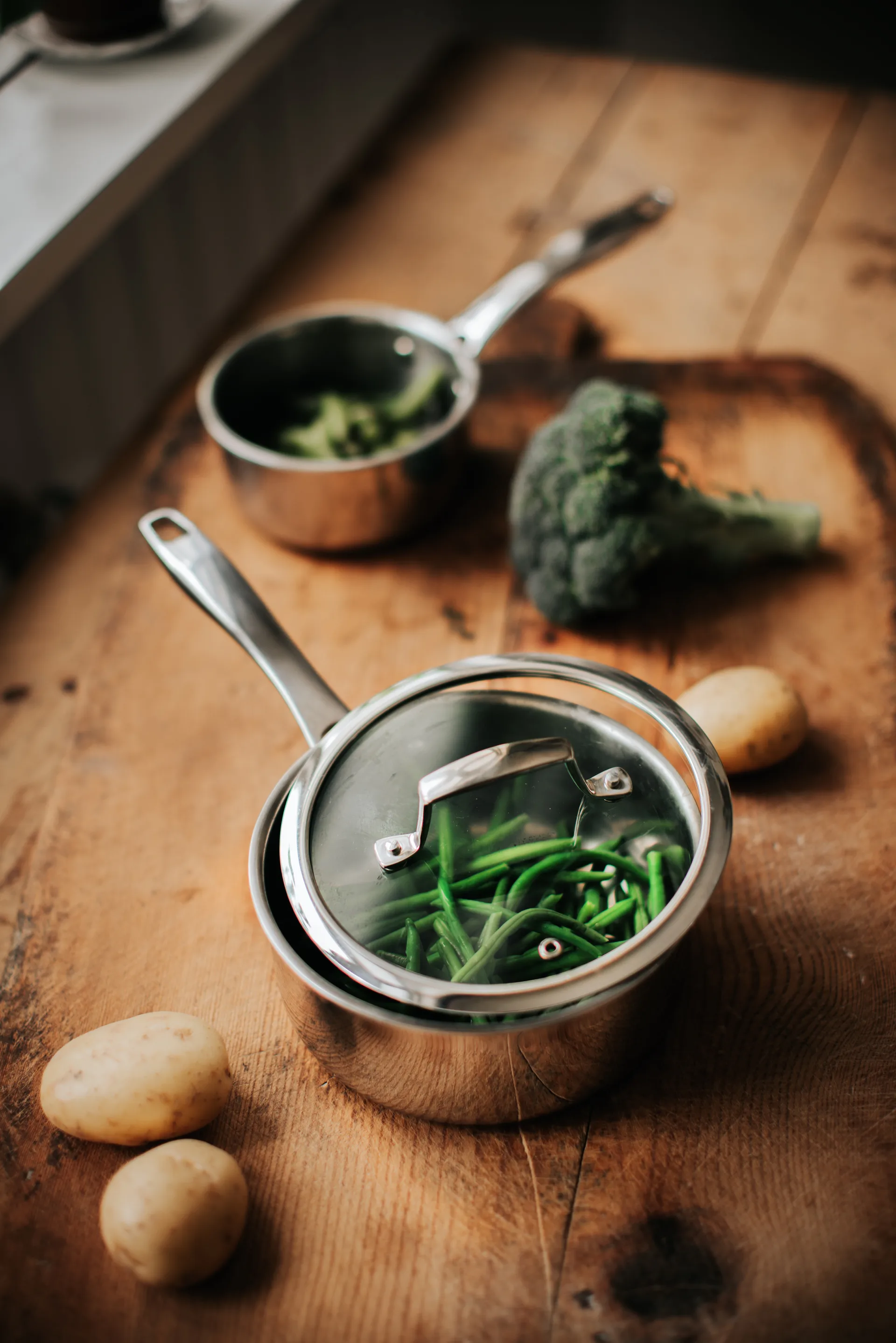 Trivence kastrull, Rostfritt stål, glaslock, 1,5 L Dorre