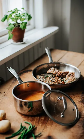 Trivence kastrull - Rostfritt stål, glaslock, 2 L - Dorre