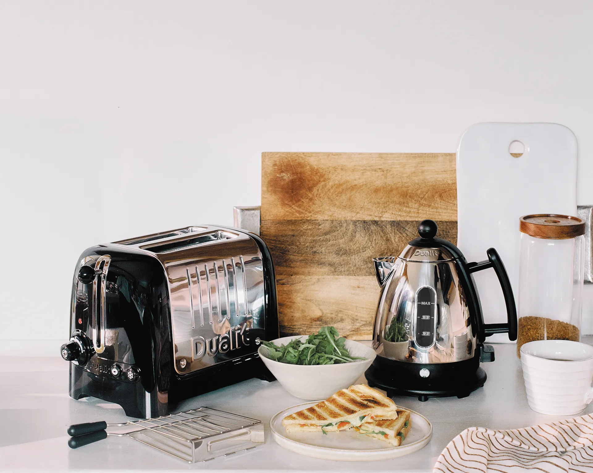 Dualit Lite vattenkokare och brödrost 2 delar, Svart Dualit