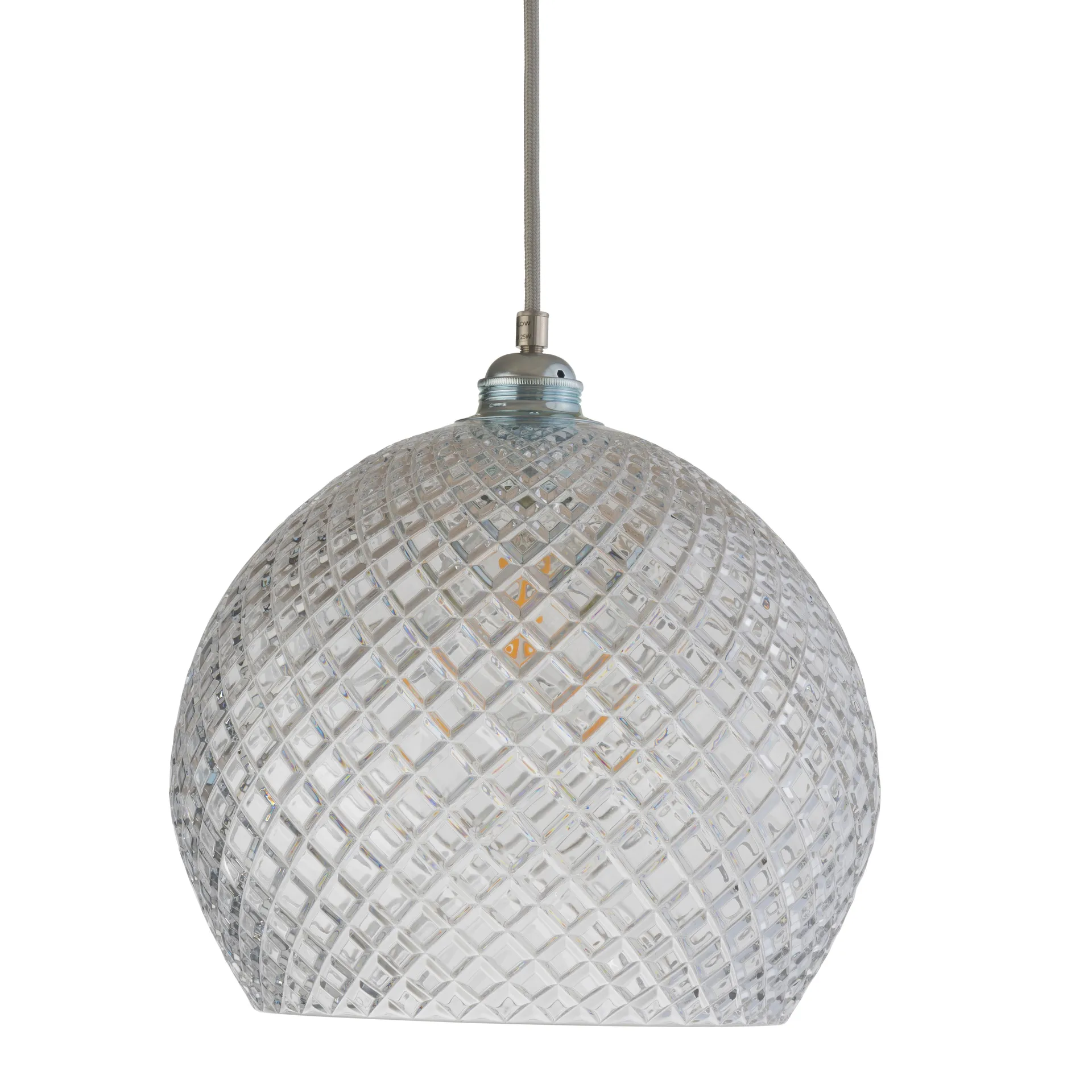 Rowan taklampa Chrystal Ø 28 cm, Small check m. silversladd EBB & FLOW