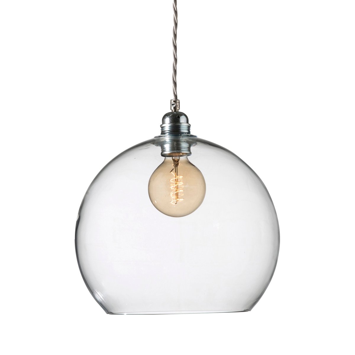 EBB & FLOW Rowan taklampa L, 28 cm klar m. silversladd