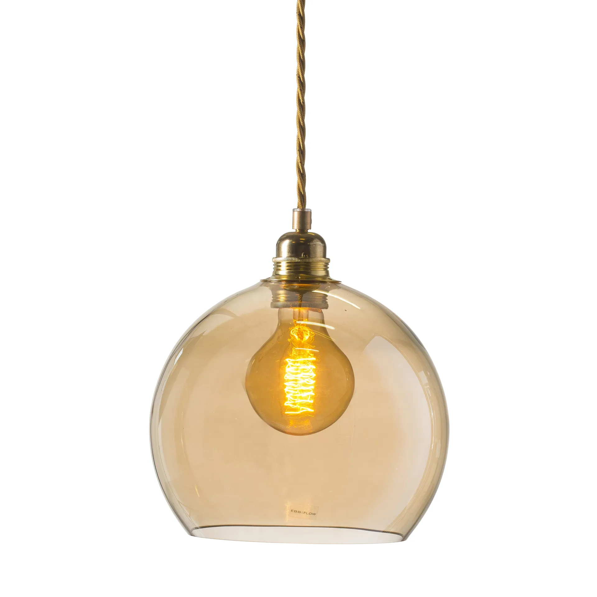 Rowan taklampa M, Ø 22 cm, golden smoke EBB & FLOW