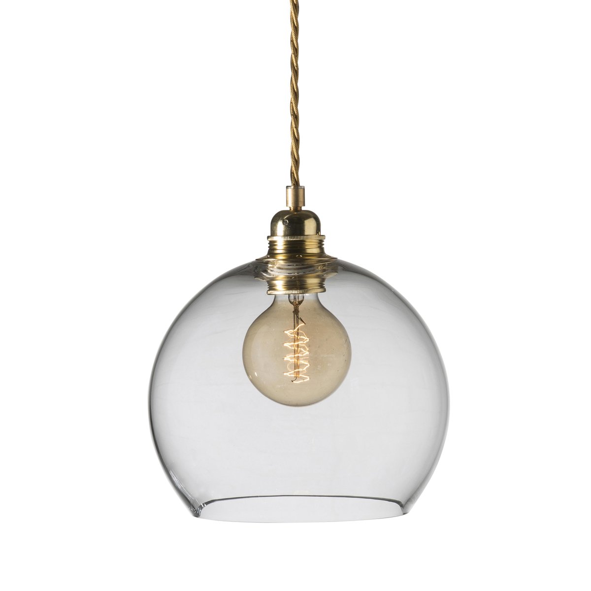 EBB & FLOW Rowan taklampa M, 22 cm klar m. guldsladd