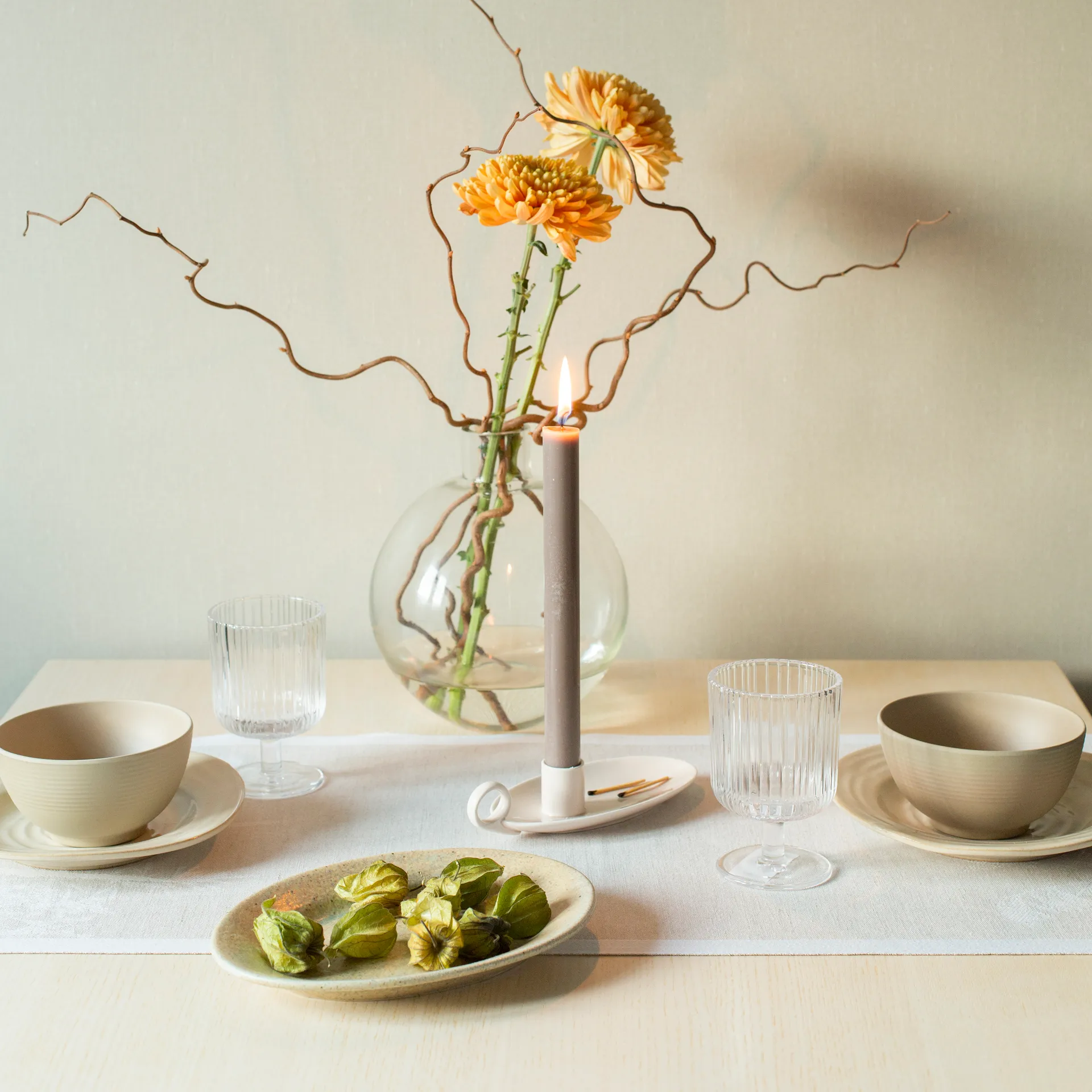 Airy bordslöpare 35x120 cm, Beige Ekelund Linneväveri