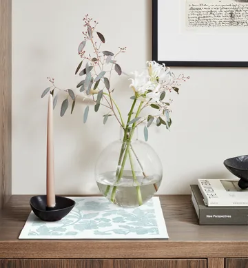 Blomranka servett 35x35 cm - Ljusgrön - Ekelund Linneväveri