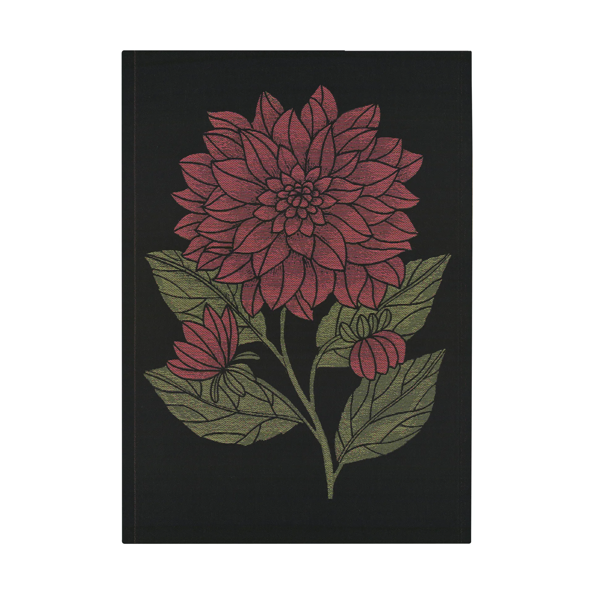 Dahlia kökshandduk 48x70 cm, Röd-svart-grön Ekelund Linneväveri
