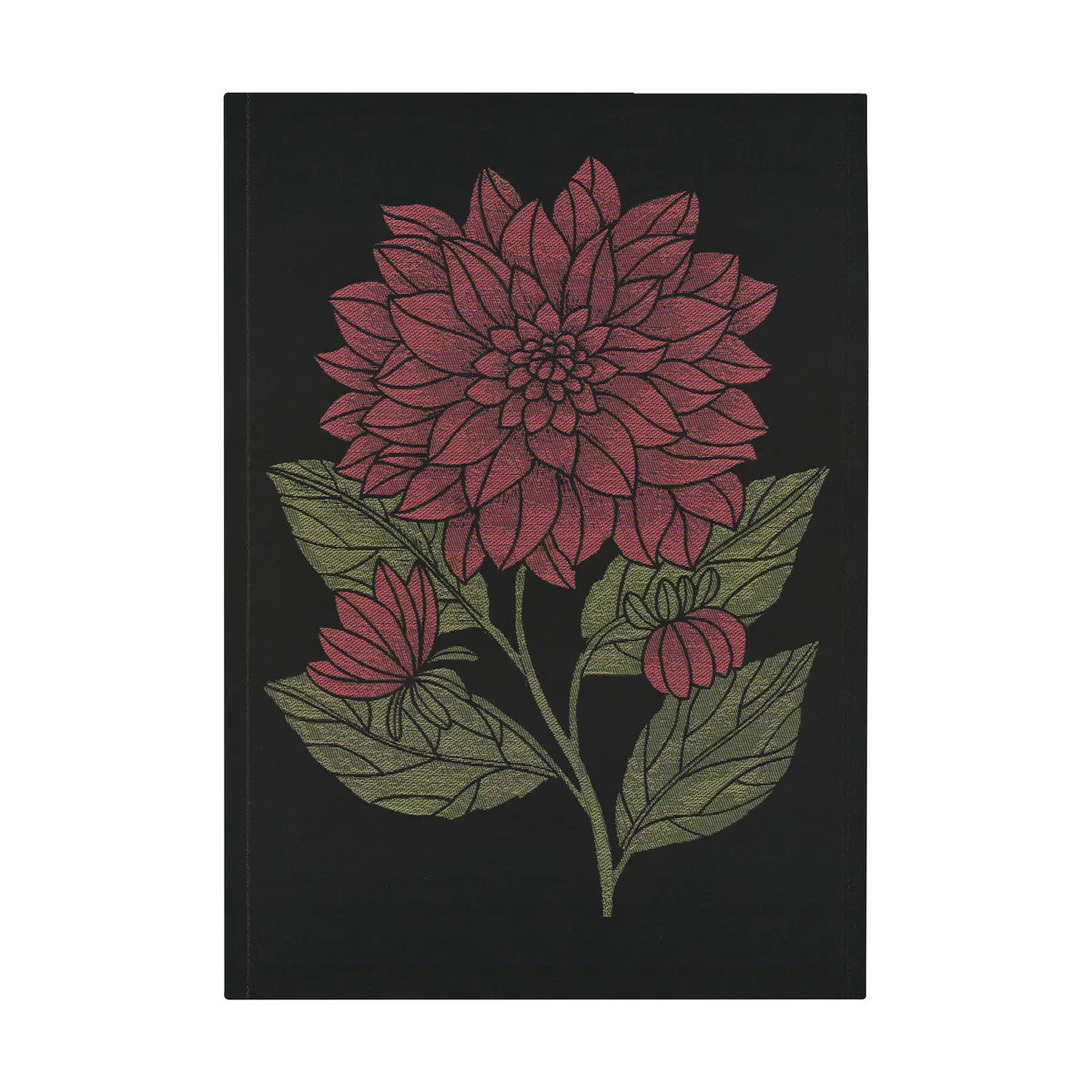 Ekelund Linneväveri Dahlia kökshandduk 48x70 cm Röd-svart-grön