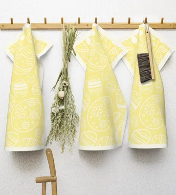Easter Egg kökshandduk 35x50 cm - Gul - Ekelund Linneväveri