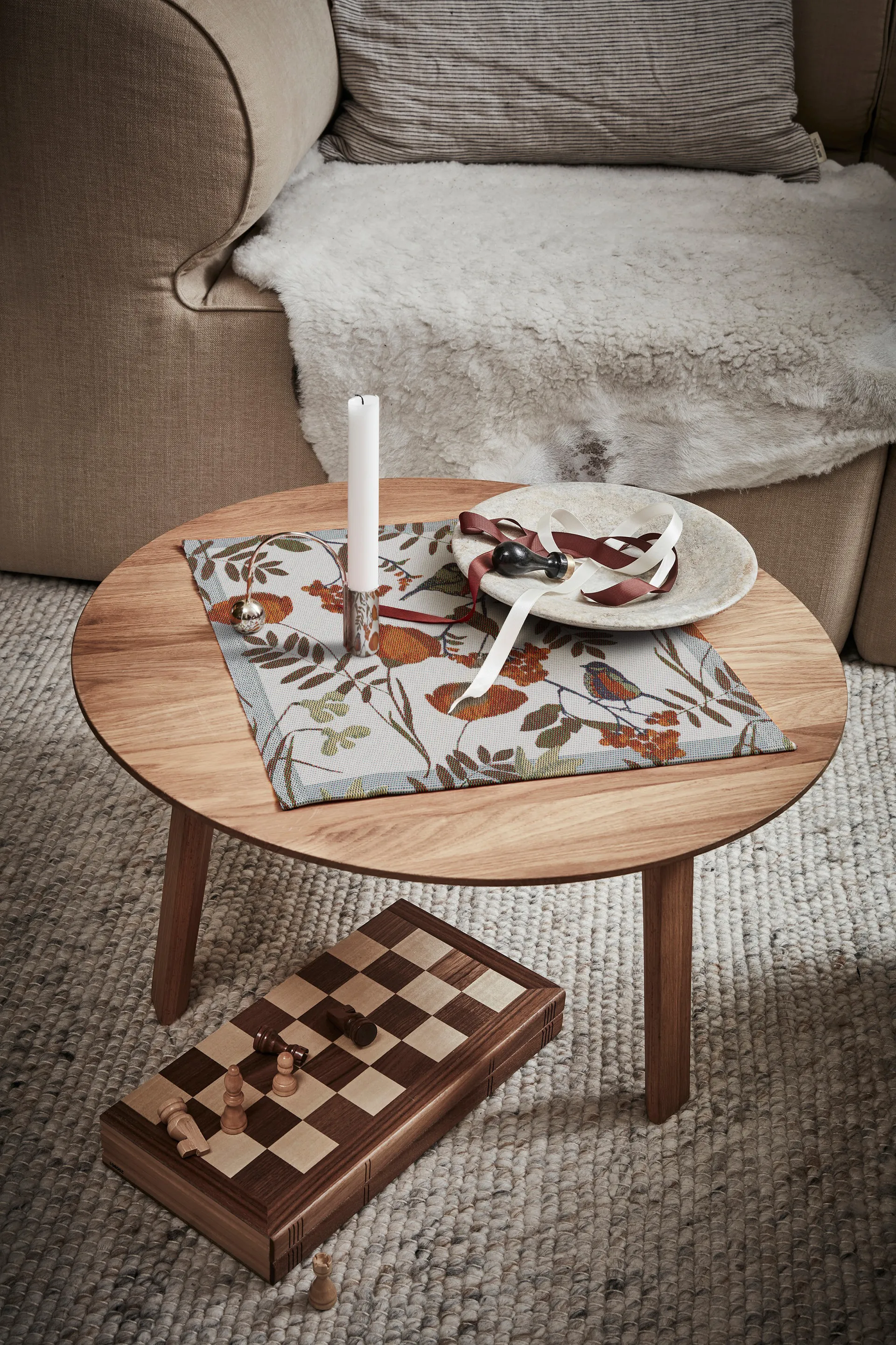 Fåglabäck servett 35x35 cm, Brun-orange Ekelund Linneväveri