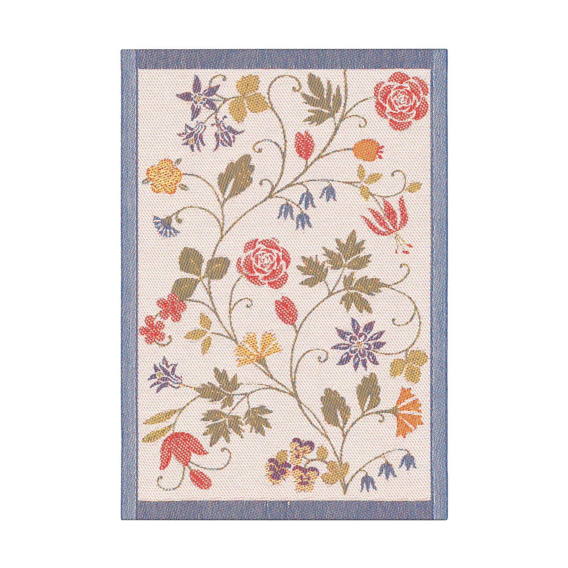 Flower kökshandduk 35x50 cm, Röd-svart Ekelund Linneväveri