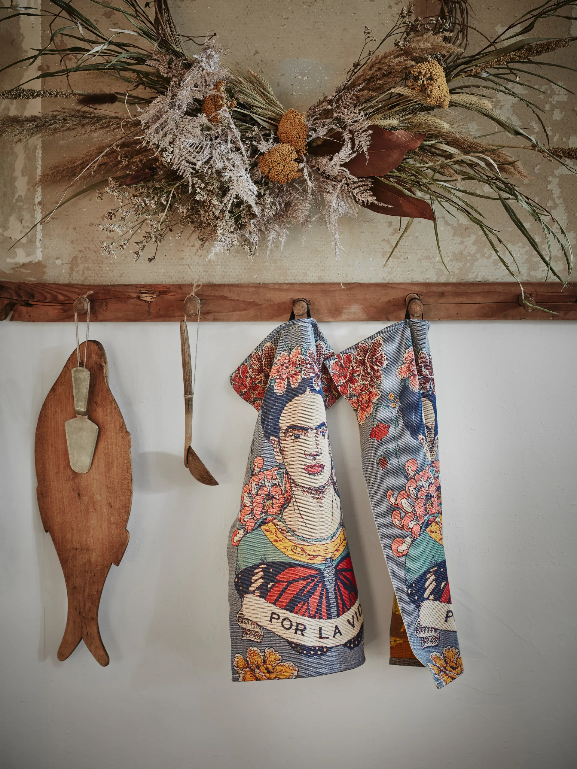 Frida Kahlo kökshandduk 35x50 cm, Vida Ekelund Linneväveri