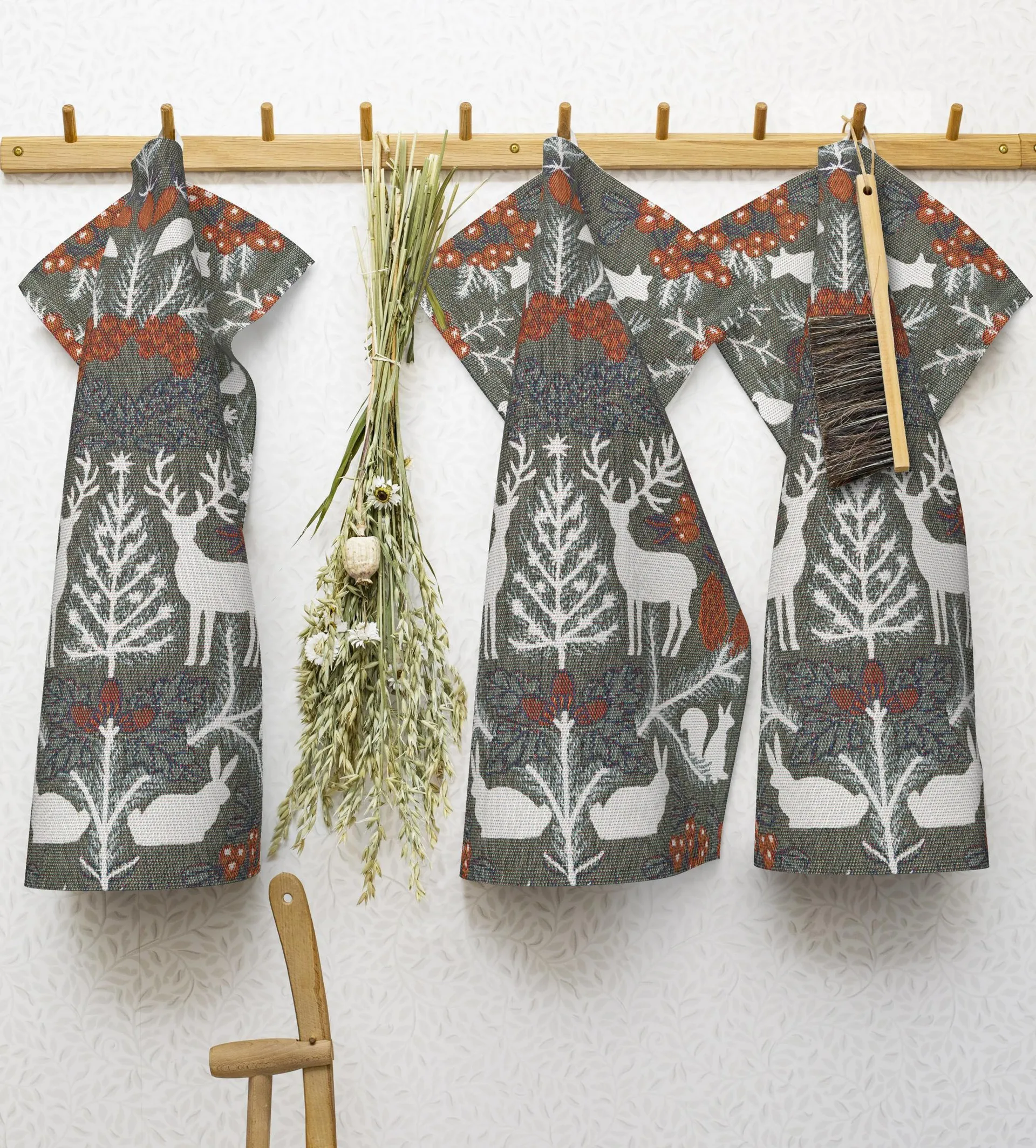 Hjortnäs kökshandduk 35x50 cm, Grå Ekelund Linneväveri