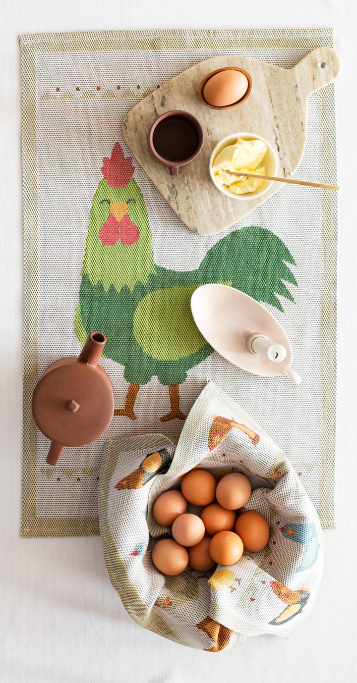 Hönsfamilj servett 35x35 cm, Multi Ekelund Linneväveri