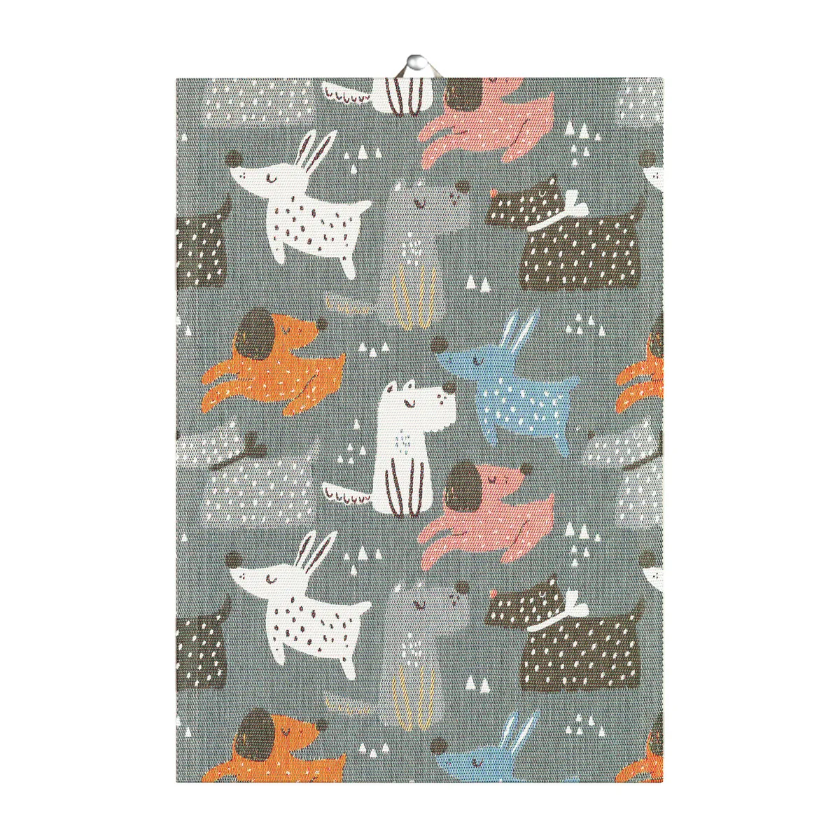 Ekelund Linneväveri Hundar kökshandduk 35x50 cm Grå