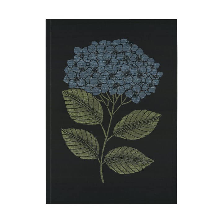 Hydrangea kökshandduk 48x70 cm - Svart-blå - Ekelund Linneväveri